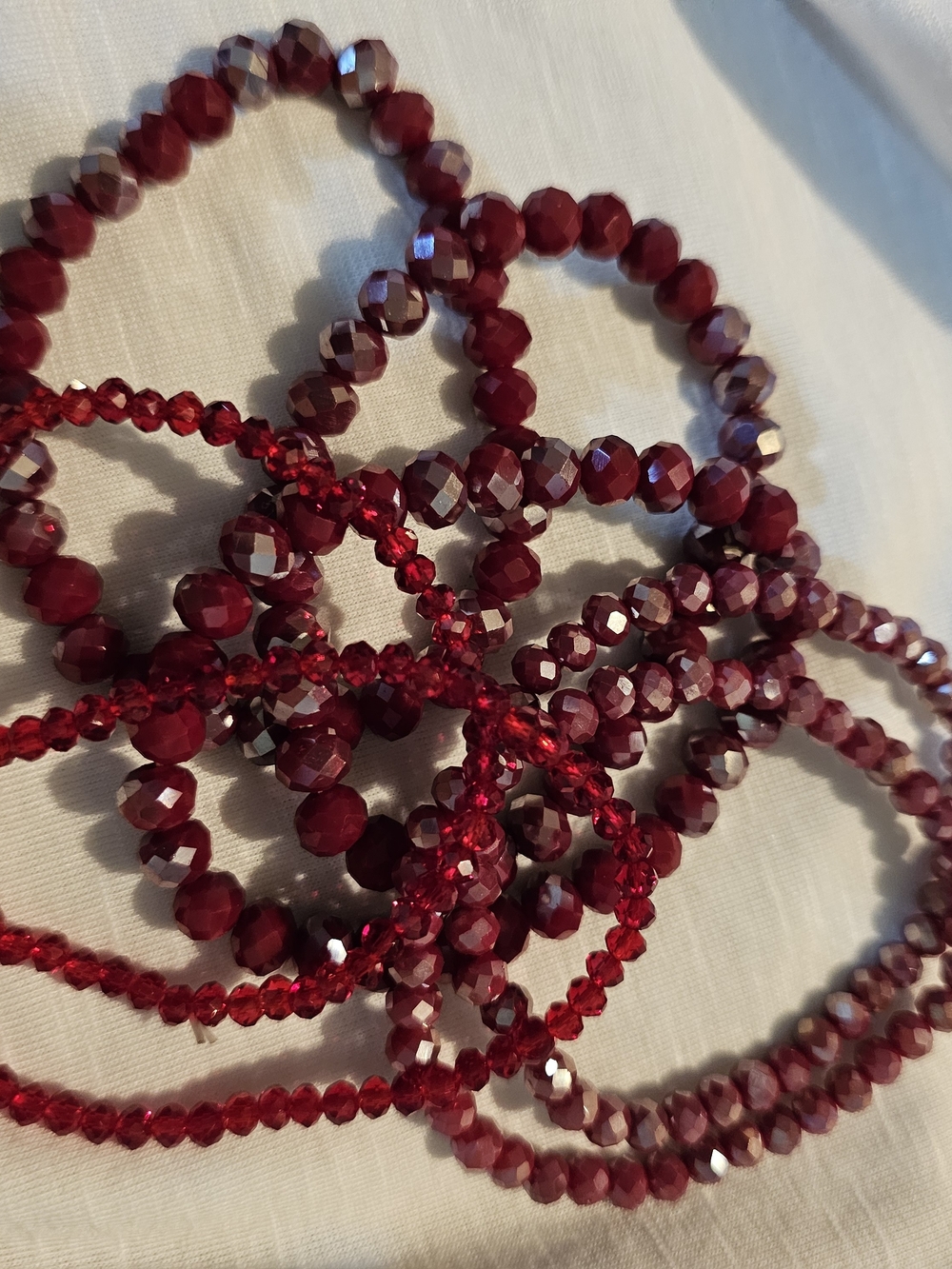 Faceted Red Stretch Beaded Bracelet Set - Women’s Sparkling Jewelry